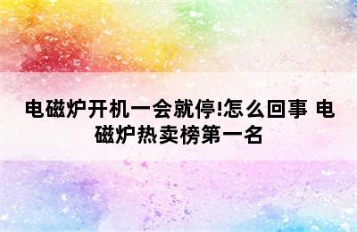 电磁炉开机一会就停!怎么回事 电磁炉热卖榜第一名